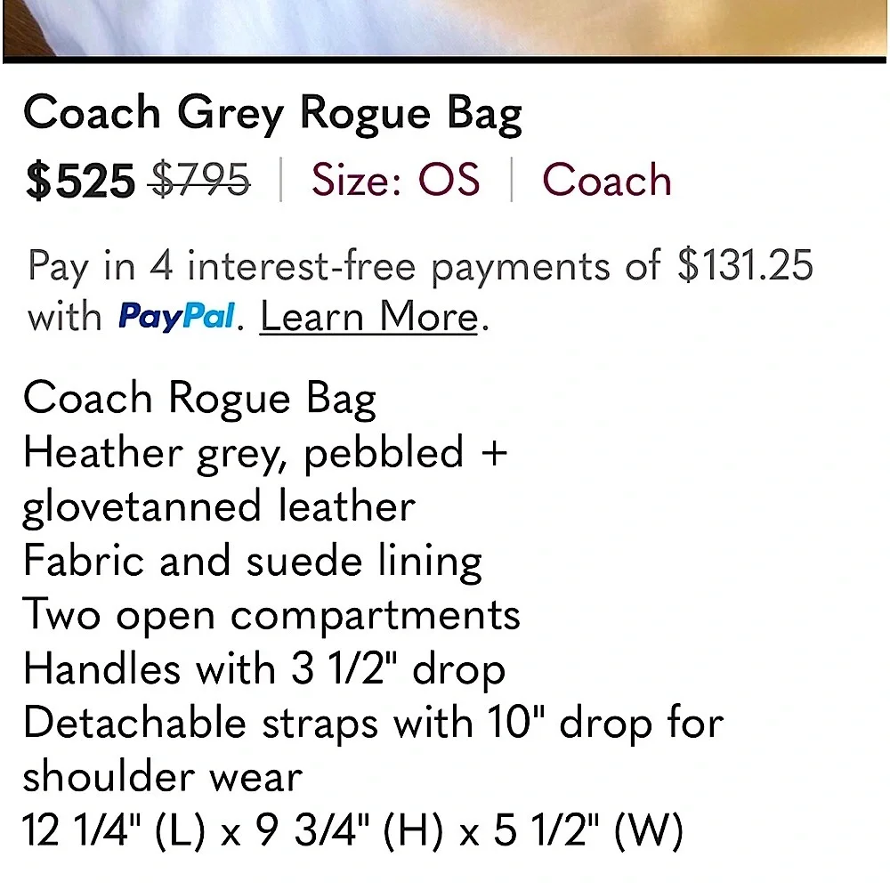 Coach Gray Leather Shoulder Bag - Picture 6 of 6